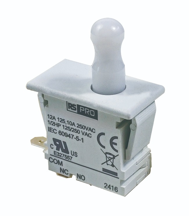 RS PRO Door Interlock Microswitch Plunger, SPDT 12 A IP40, 85 °C, -37 °C