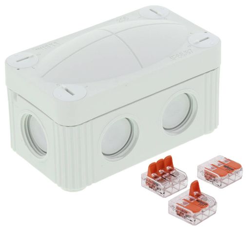 WISKA RAL 7035 Polypropylene Junction Box, IP66, IP67, 4 Terminals, 85 mm, 49mm 51 mm