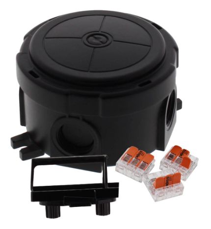 WISKA Black RAL 9005 Polypropylene Junction Box, IP66, IP67, 4 Terminals, 49 mm, 49mm 57 mm