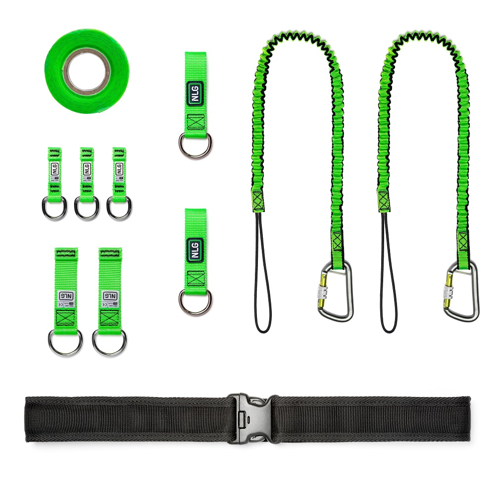 Never Let Go with (2) NLG GO Bungee Tool Lanyard (101518), (2) NLG Large D Ring Tool Tether (101362), (2) NLG Belt Loop