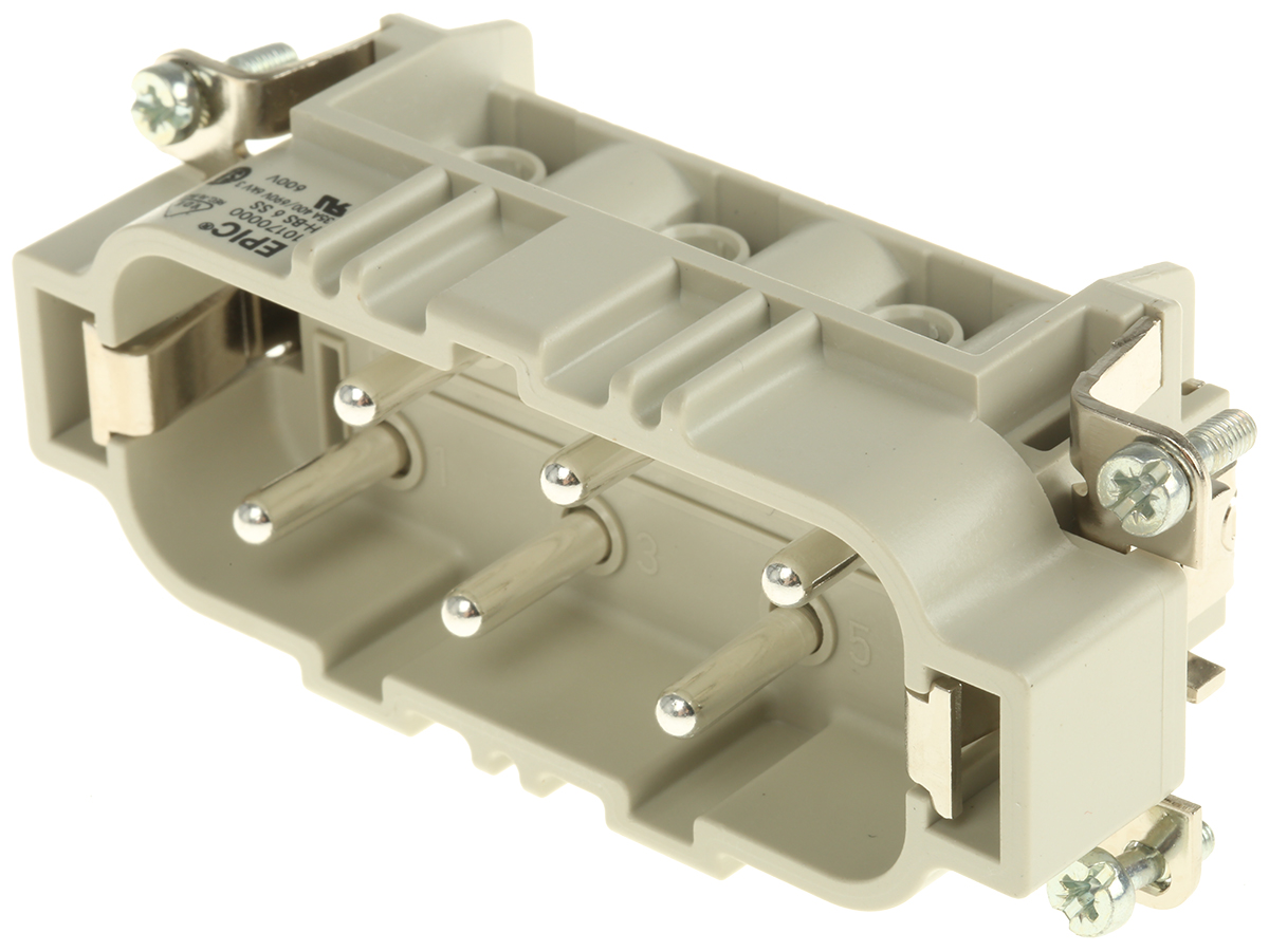 EPIC Heavy Duty Power Connector Insert, 35A, 10170000 Series Male, 6 Contacts