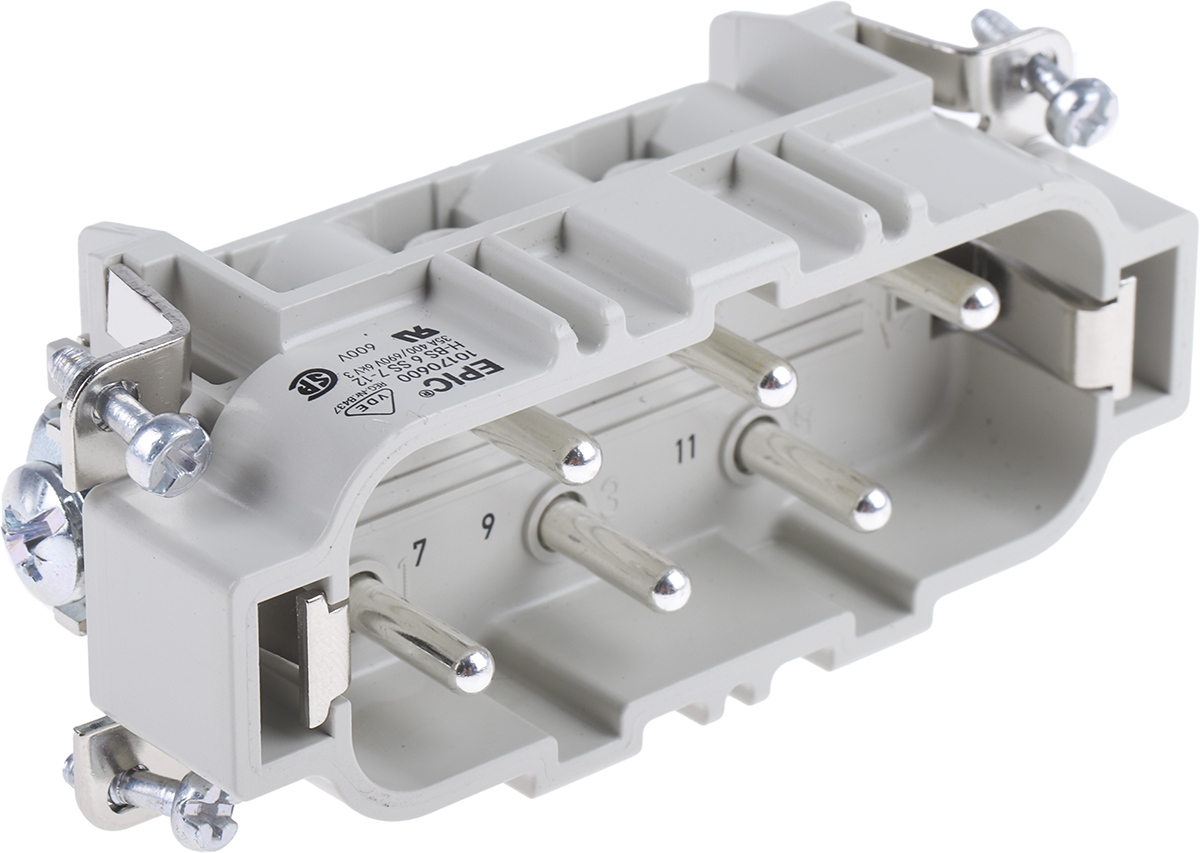EPIC Heavy Duty Power Connector Insert, 35A, HBS Series Male, 12 Contacts