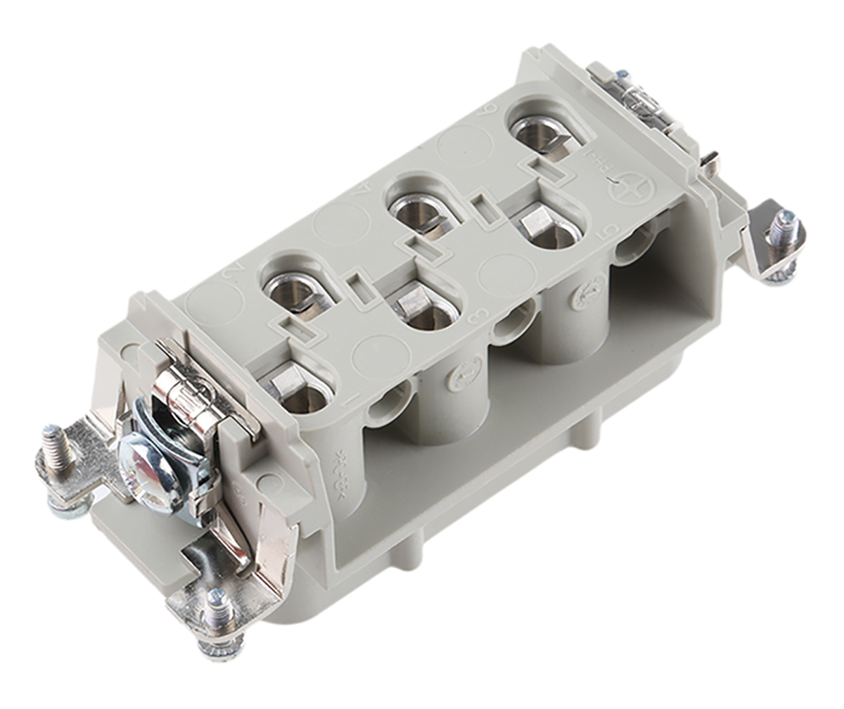 EPIC Heavy Duty Power Connector Insert, 35A, HBS Series Female, 6 Contacts