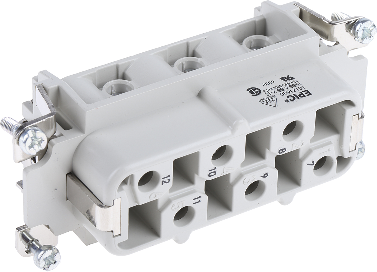 EPIC Heavy Duty Power Connector Insert, 35A, HBS Series Female, 6 Contacts