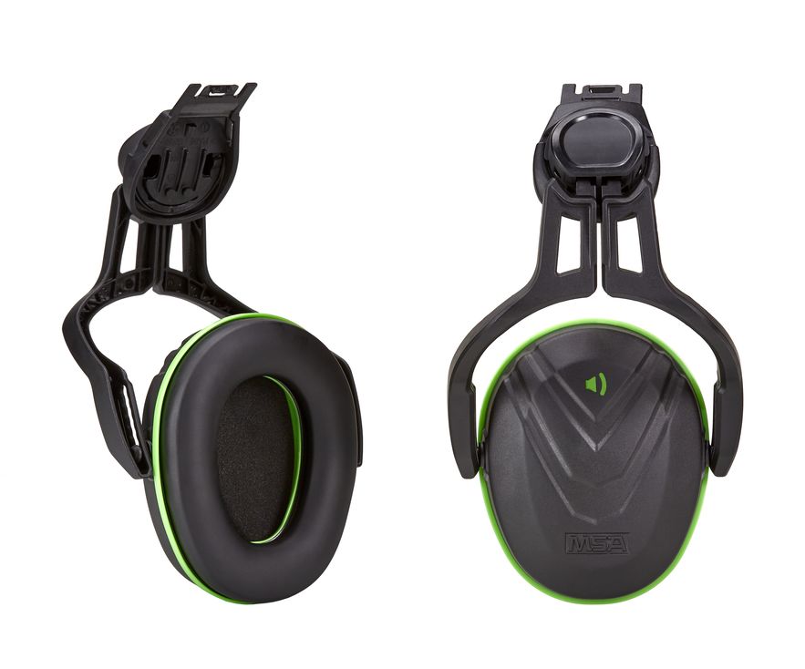 MSA Safety V-Gard Ear Shells for Helmets, 28 dB, Green, Black