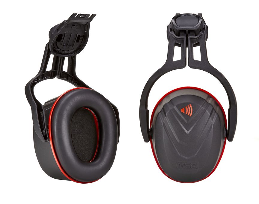 MSA Safety V-Gard Ear Shells for Helmets, 36 dB, Black, Red