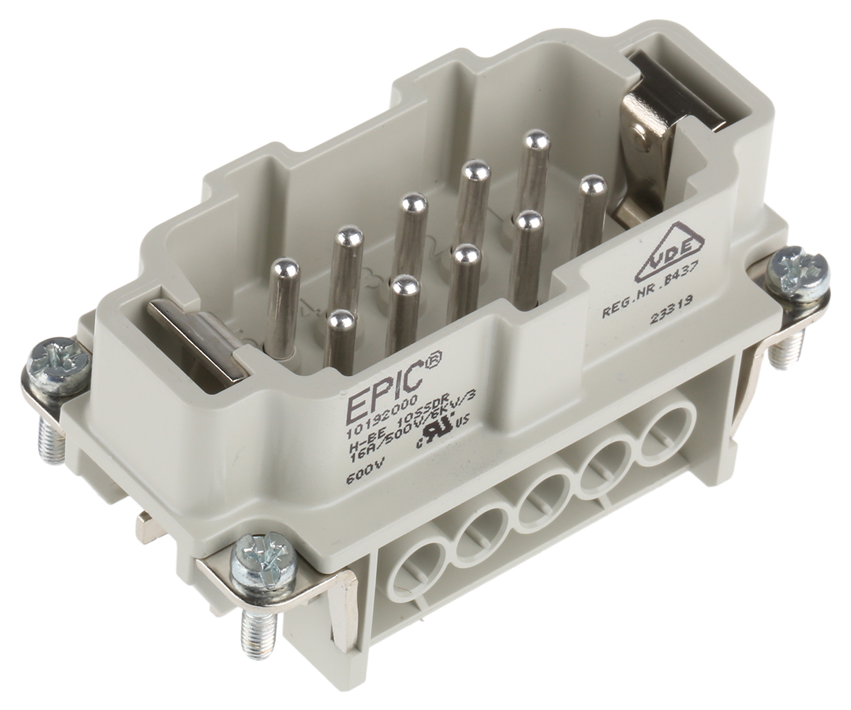 EPIC Heavy Duty Power Connector Module, 16A, H-BE Series Male, 10 Contacts