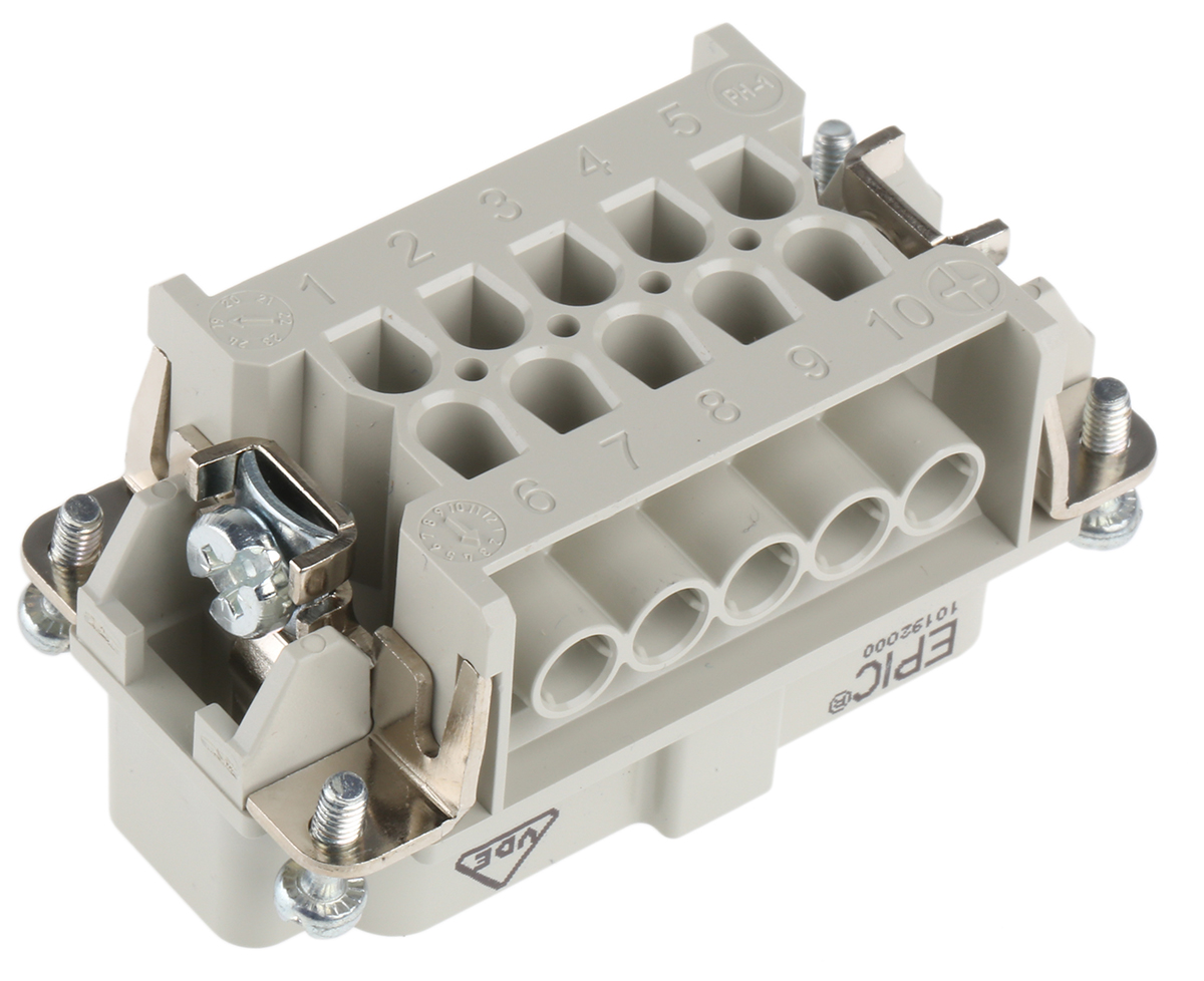 10192000 EPIC Heavy Duty Power Connector Module, 16A, H-BE Series Male, 10 Contacts