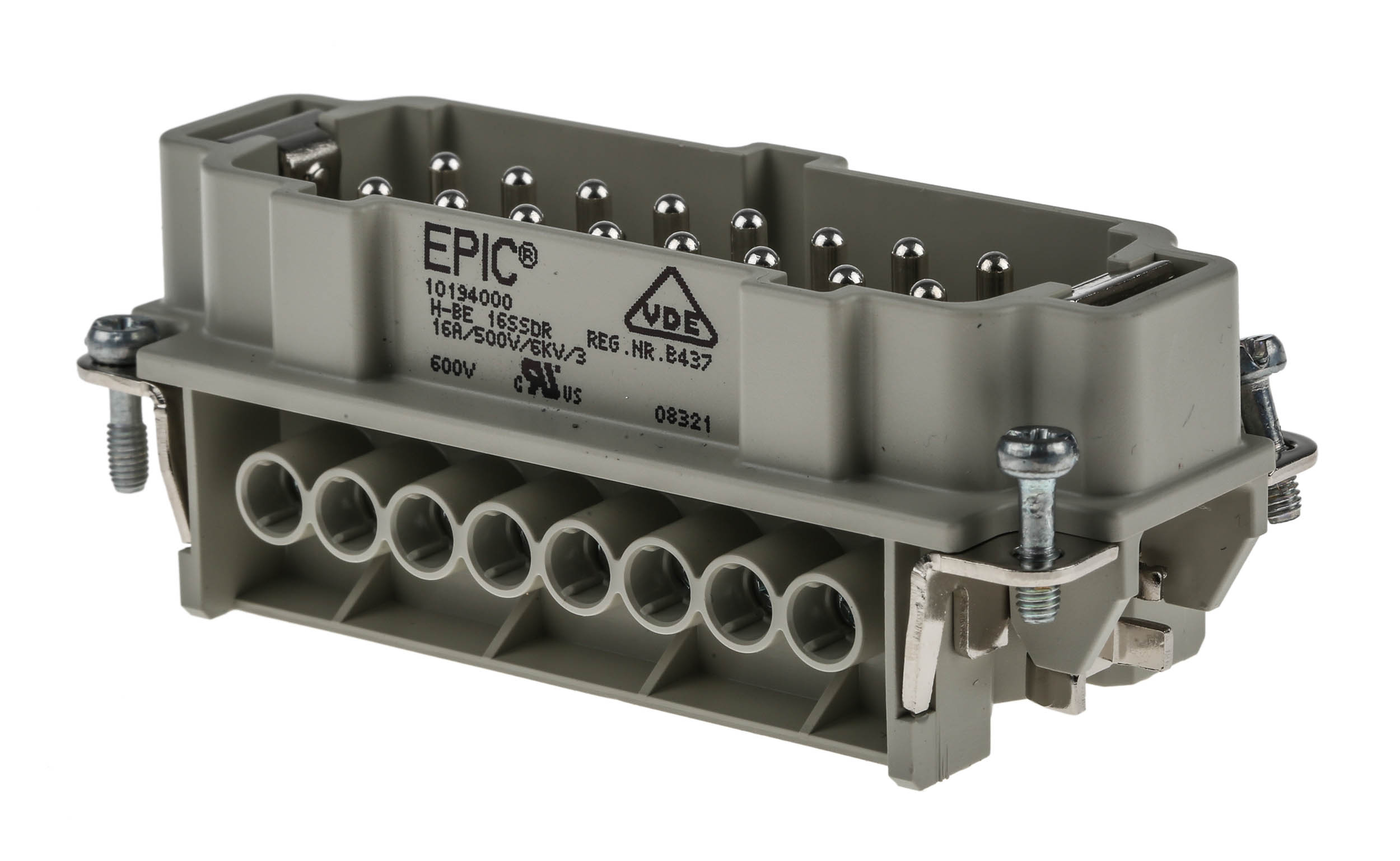 EPIC Heavy Duty Power Connector, 16A, H-BE Series Male, 16 Contacts