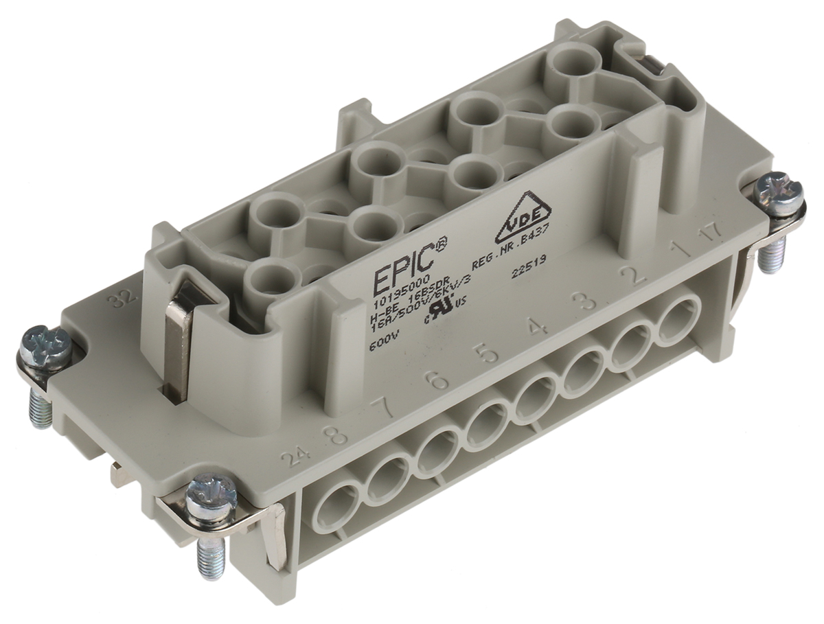 EPIC Heavy Duty Power Connector Module, 16A, H-BE Series Female, 16 Contacts