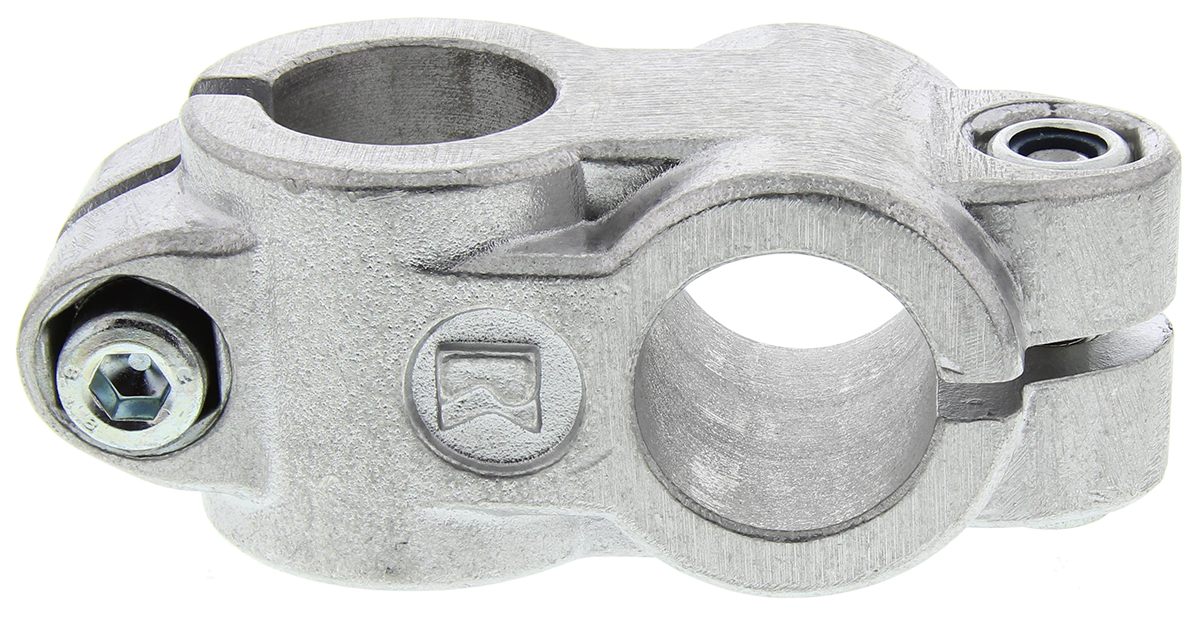 102500000200 Rose+Krieger M8 Cross Clamp, Connecting Component, Strut Profile 25 mm, Groove Size 40 mm, Round Tube Size 25.1 mm