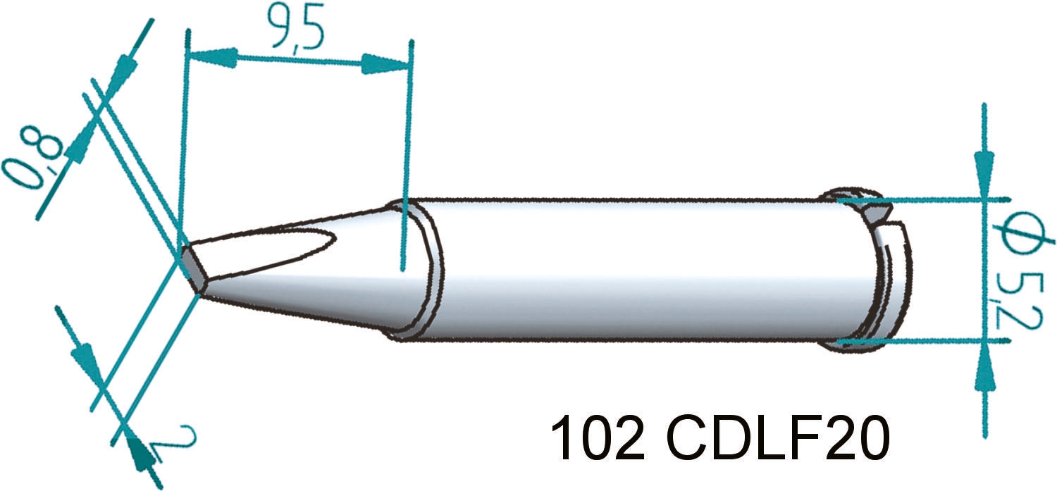 Ersa 0.8 x 2 mm Chisel 48.5 mm Soldering Iron Tip for use with i-Tool