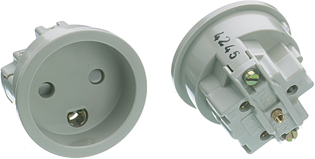 LK Denmark Mains Connector Grey, 10A, Panel Mount Thermoplastic, Screw