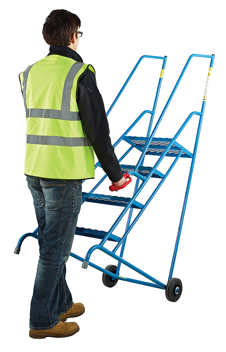 RS PRO 4 Tread Steel Steps 1m Platform Height, Blue