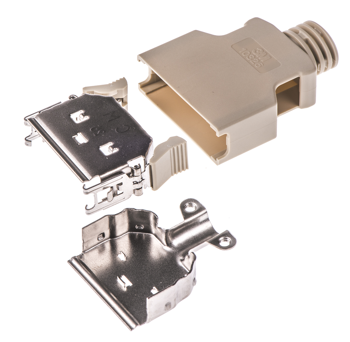10326-3210-000 3M 103 Series ABS Straight D-Sub Backshell, 26 Way Strain Relief
