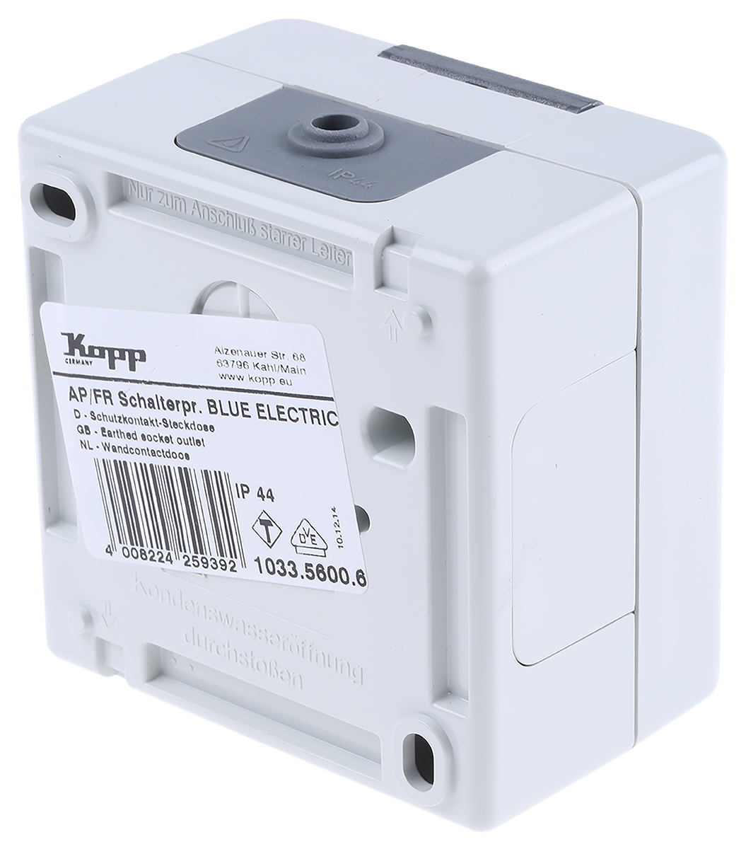 103356006 Kopp Grey Plug Socket, 16A, Outlet Socket
