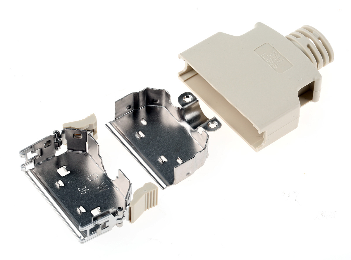 3M 103 Series ABS Straight D-Sub Backshell, 36 Way Strain Relief