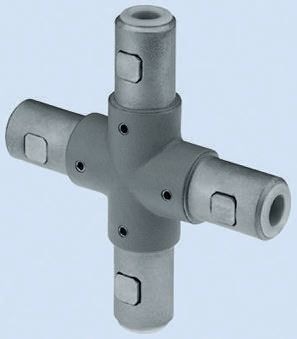 Rose+Krieger M8 Cross Connector, Connecting Component, Strut Profile 40 mm, Round Tube Size 40 x 3 mm
