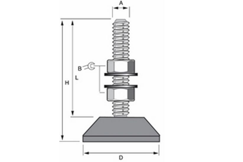 10405 Serious 10 mm Adjustable Foot, Rubber, 40 kg Static Load Capacity