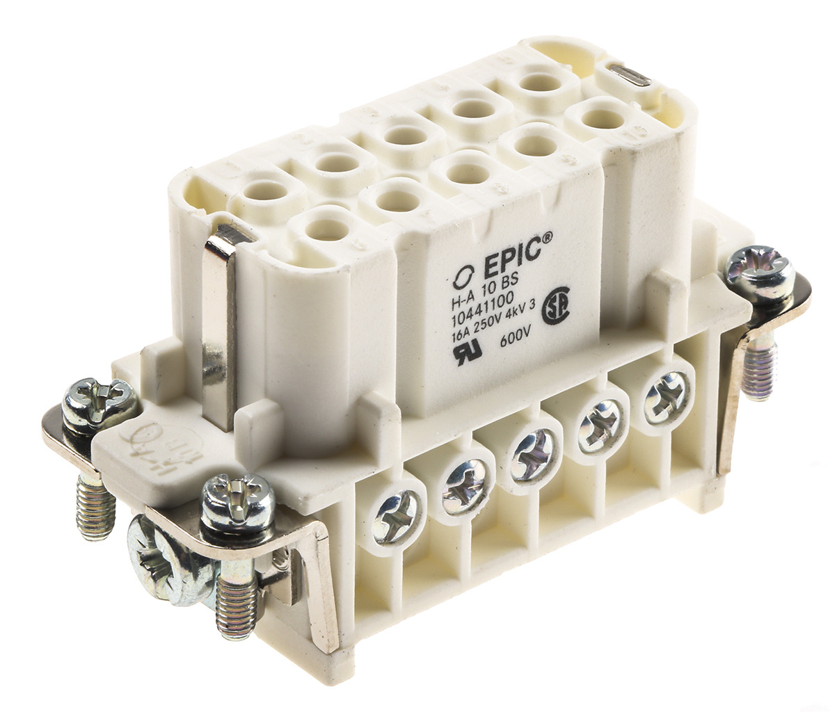 EPIC Heavy Duty Power Connector Insert, 14A, H-A Series Female, 10 Contacts