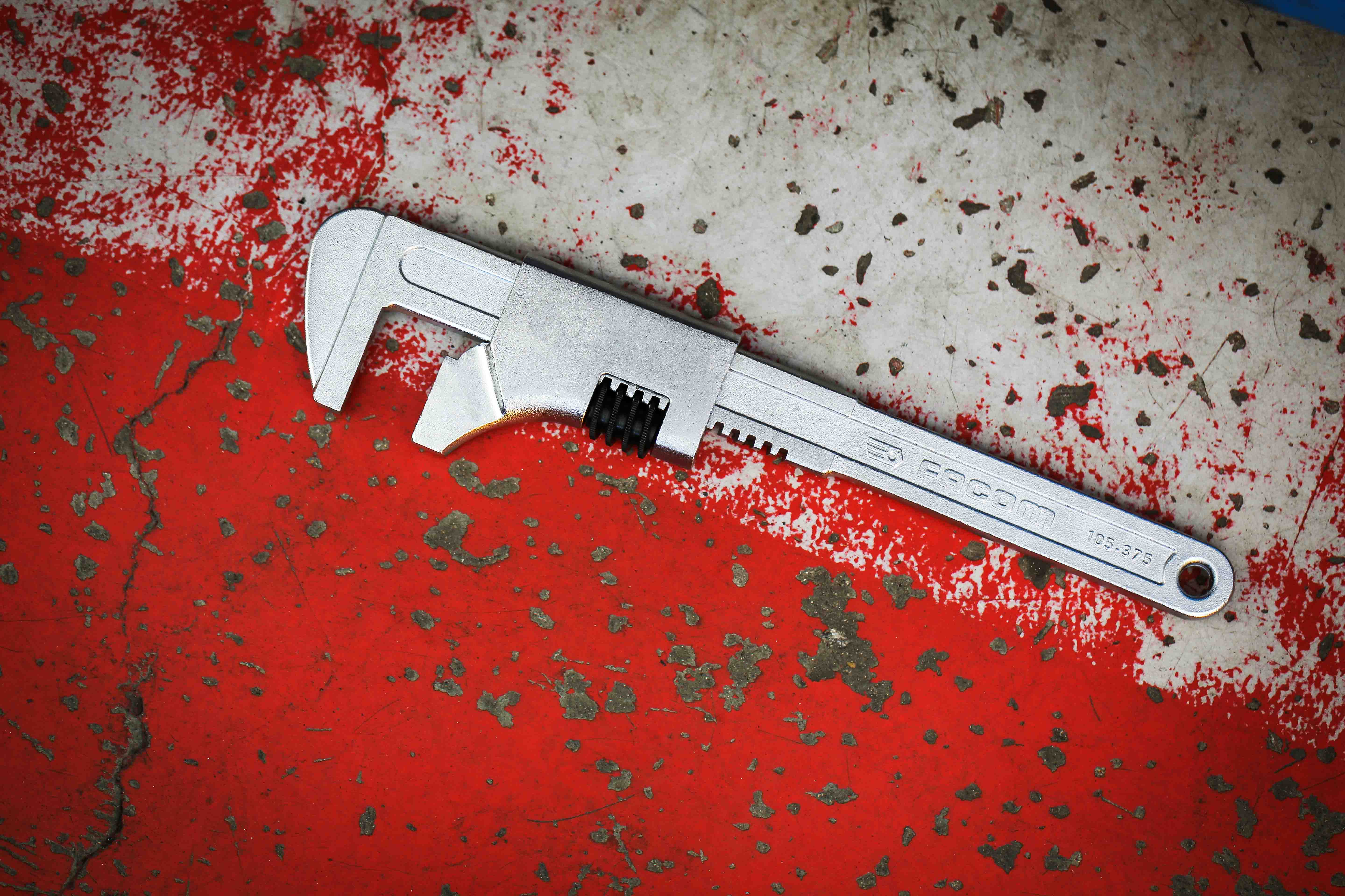105375 Facom Adjustable Spanner, 375 mm Overall, 80 mm Jaw Capacity, Metal Handle