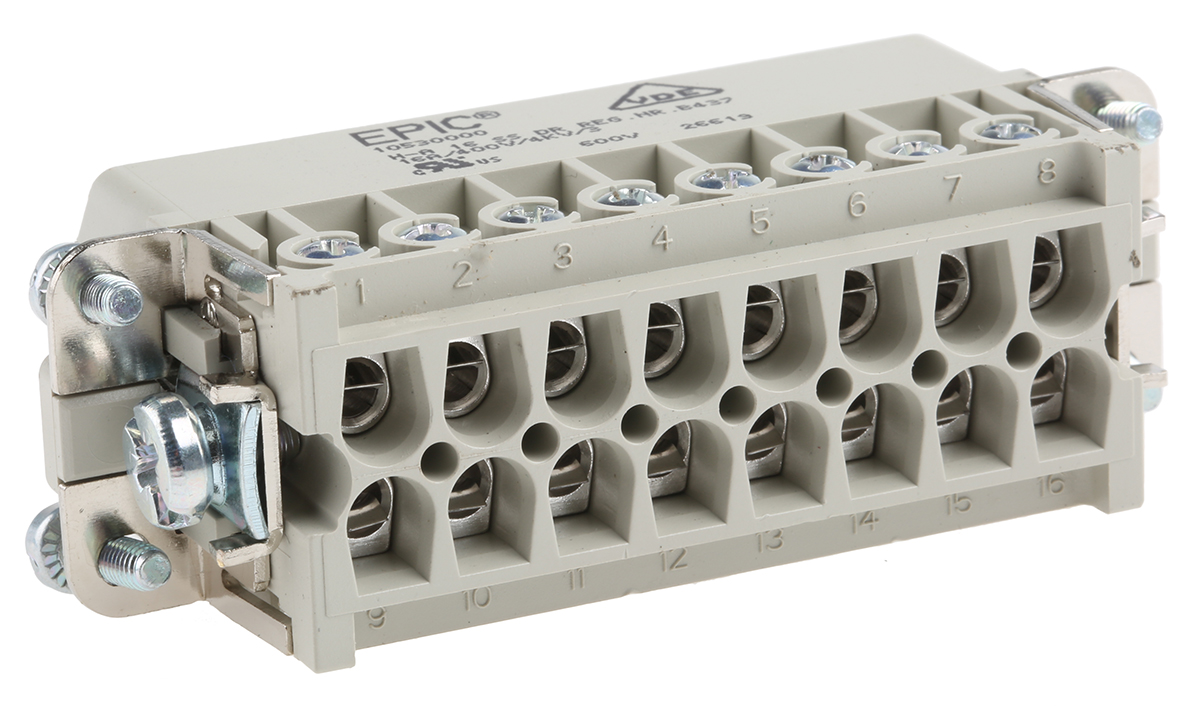 10530000 EPIC Heavy Duty Power Connector Insert, 14A, H-A Series Male, 16 Contacts