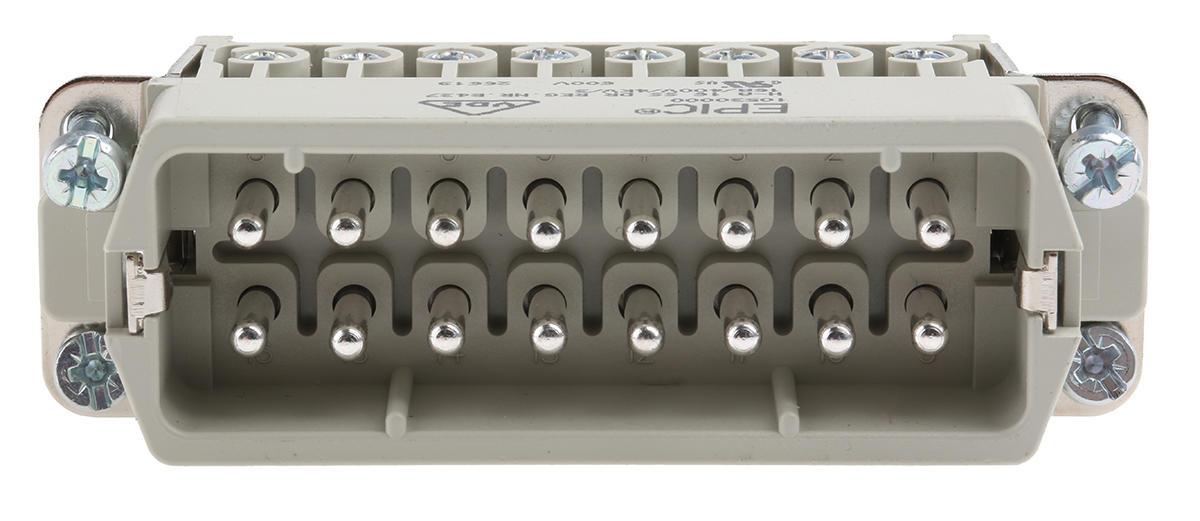 10530000 EPIC Heavy Duty Power Connector Insert, 14A, H-A Series Male, 16 Contacts