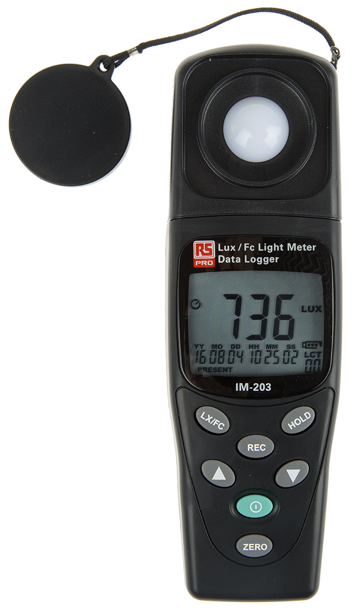 RS PRO IM203 Light Meter, 20lx to 200000 lx, ±3 %