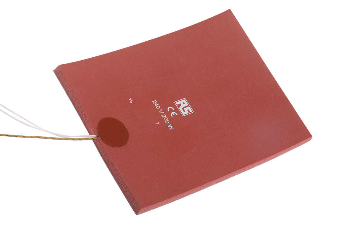RS PRO Silicone Heater Mat, 240V ac, 200 W Rectangle, 50 mm 15mm