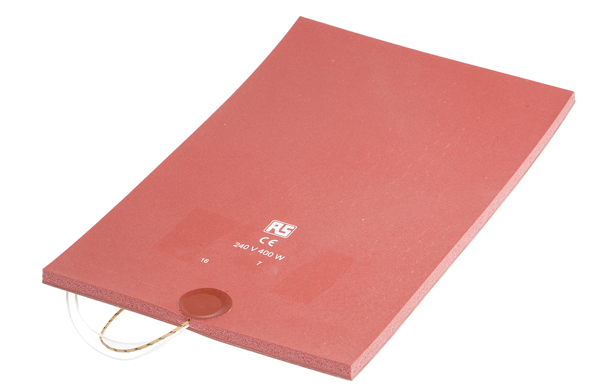 RS PRO Silicone Heater Mat, 240V ac, 400 W Rectangle, 50 mm 2mm