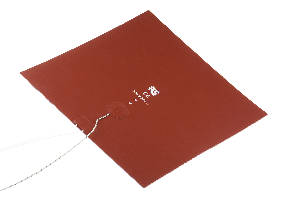 RS PRO Silicone Heater Mat, 240V ac, 275 W Square, 25 mm 25mm