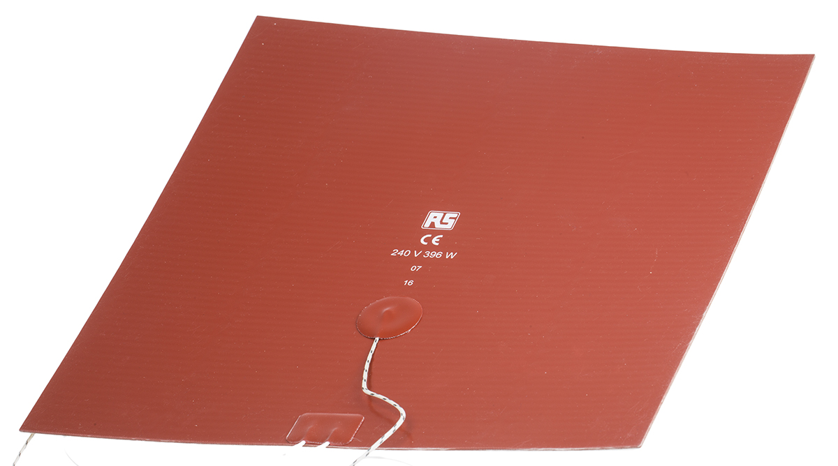 RS PRO Silicone Heater Mat, 240V ac, 396 W Square, 30 mm 30mm