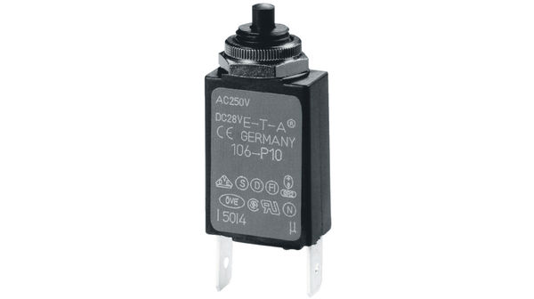 ETA 106-P10 Thermal Circuit Breaker - 1-Pole, Panel, 2.5A Current Rating, 200 A, 240V ac, 48 V dc