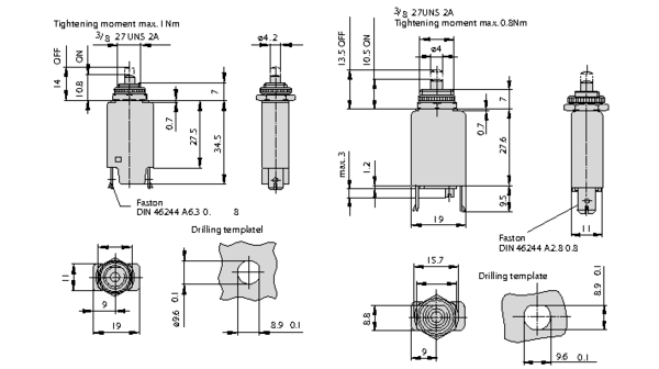 106-p10-25a ETA 106-P10 Thermal Circuit Breaker - 1-Pole, Panel, 2.5A Current Rating, 200 A, 240V ac, 48 V dc