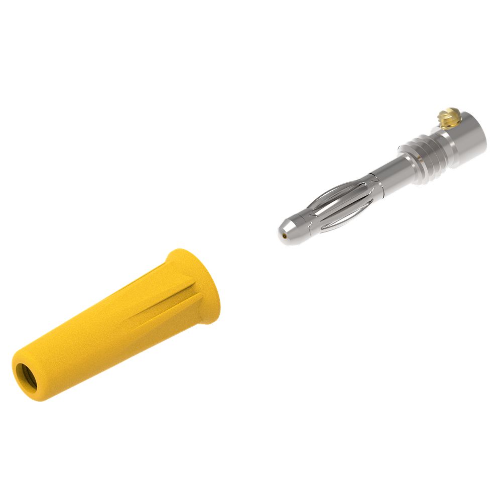 Electro PJP Yellow Male Banana Plug, 4 mm Connector, Screw Termination, 30V ac/dc, 60 V ac/dc, 36A, Nickel Plating