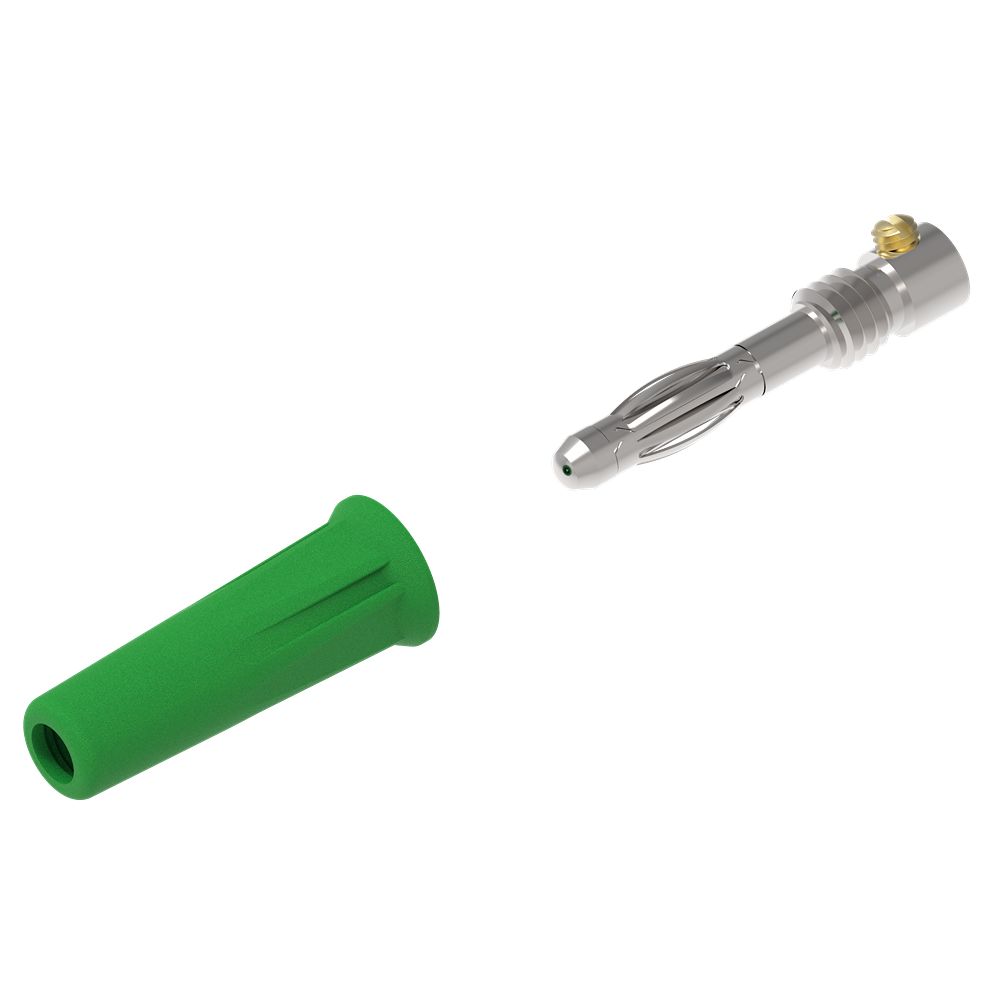 Electro PJP Green Male Banana Plug, 4 mm Connector, Screw Termination, 30V ac/dc, 60 V ac/dc, 36A, Nickel Plating