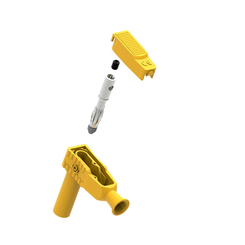 Electro PJP Yellow Male Banana Plug, 4 mm Connector, Screw Termination, 1kV, 20A, Nickel Plating