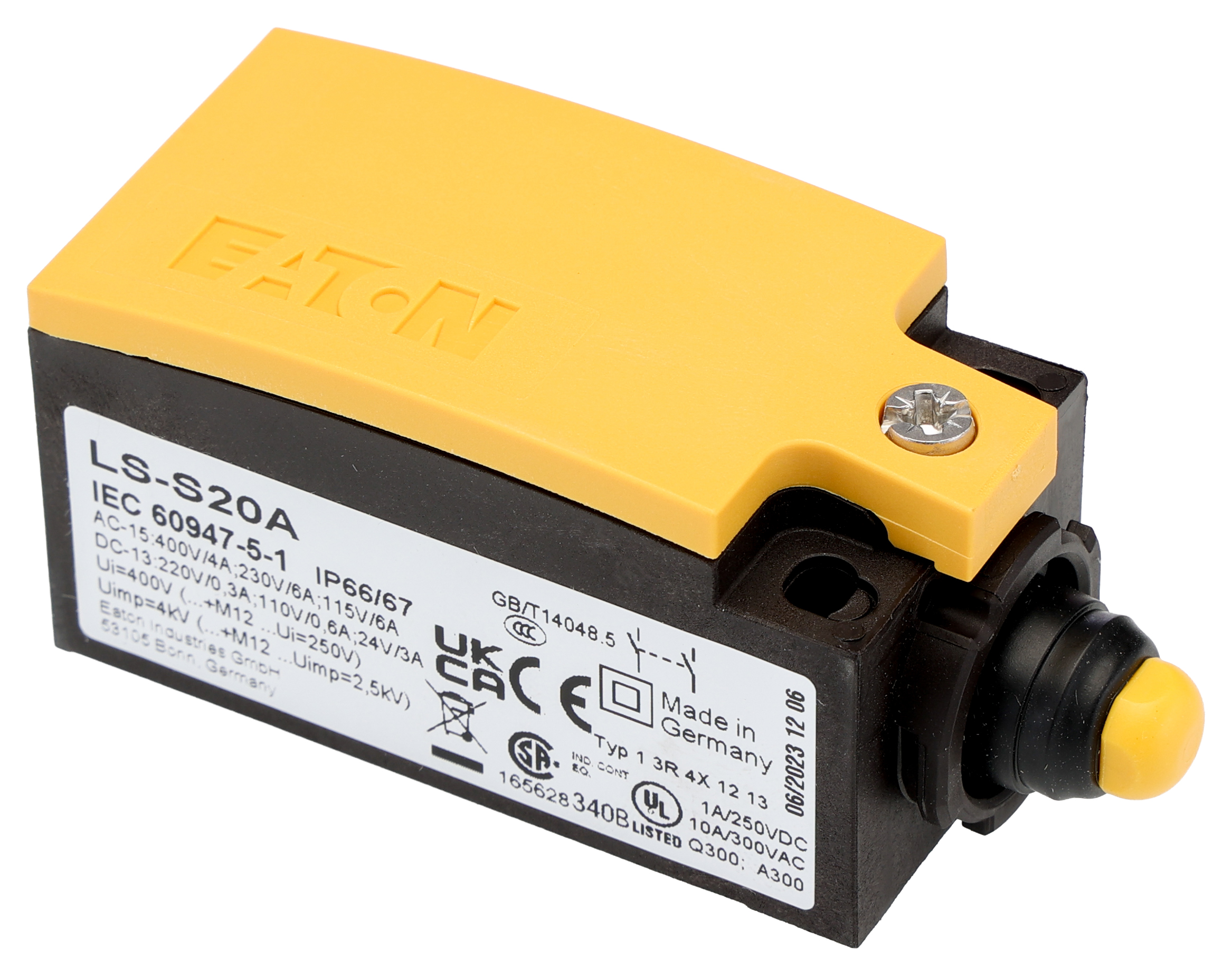 Eaton Block Plastic NO 400 Hz Precision Position Switch, 6A, IP66, IP67 33.5 mm 31mm 33.5 mm