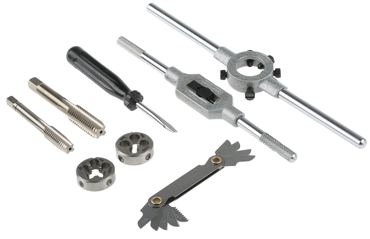 EVENTUS 16-Piece High Speed Steel Thread Tap & Die Set, M3 - M12 Taps, M3 - M12 Dies