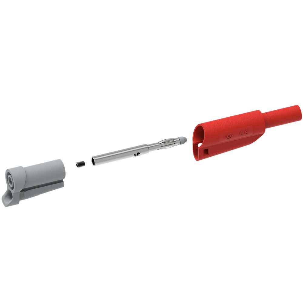 Electro PJP Red Male Banana Plug, 4 mm Connector, Screw Termination, 1kV, 20A, Nickel Plating