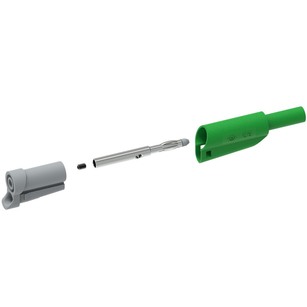 Electro PJP Green Male Banana Plug, 4 mm Connector, Screw Termination, 1kV, 20A, Nickel Plating