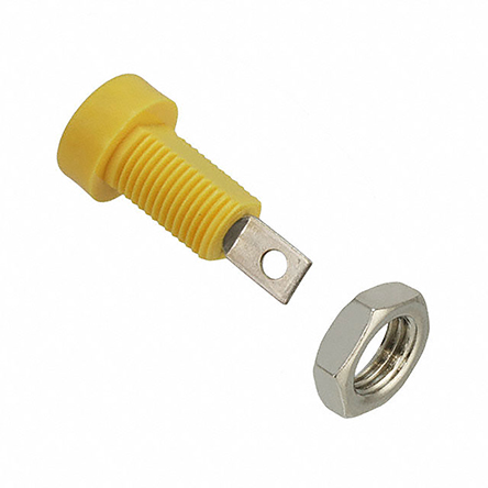 Cinch Yellow Female Banana Socket, 4 mm Connector, Solder Termination, 3500V, 15A, Tin Plating
