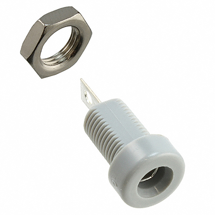Cinch Grey Female Banana Socket, 4 mm Connector, Solder Termination, 3500V, 15A, Tin Plating