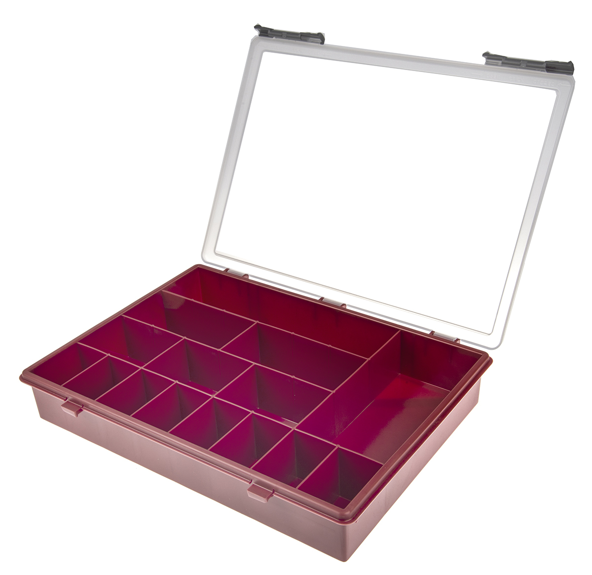Raaco 15 Cell Red Polypropylene Compartment Box, 57 mm x 338mm x 260 mm