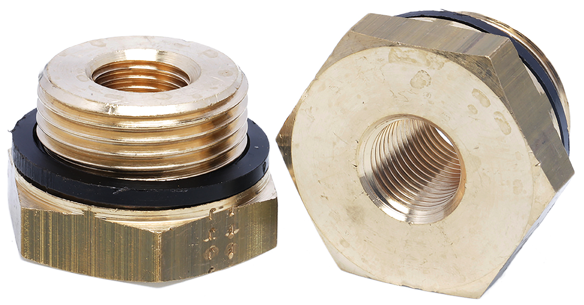 Legris Brass Pipe Fitting, Straight Threaded Reducer, Male G 3/4in to Female G 1/4in