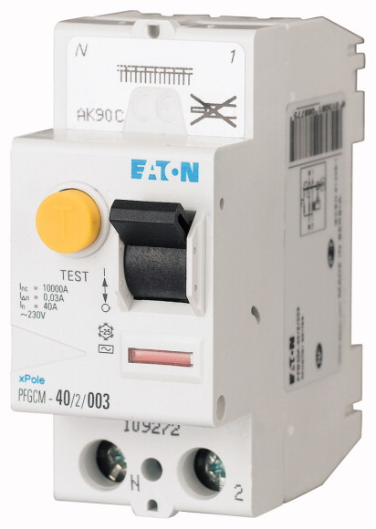Eaton PFGCM Series Residual Current Circuit Breaker, 40A, 2-Pole, 30 mA, Type AC, 10 kA 230V ac