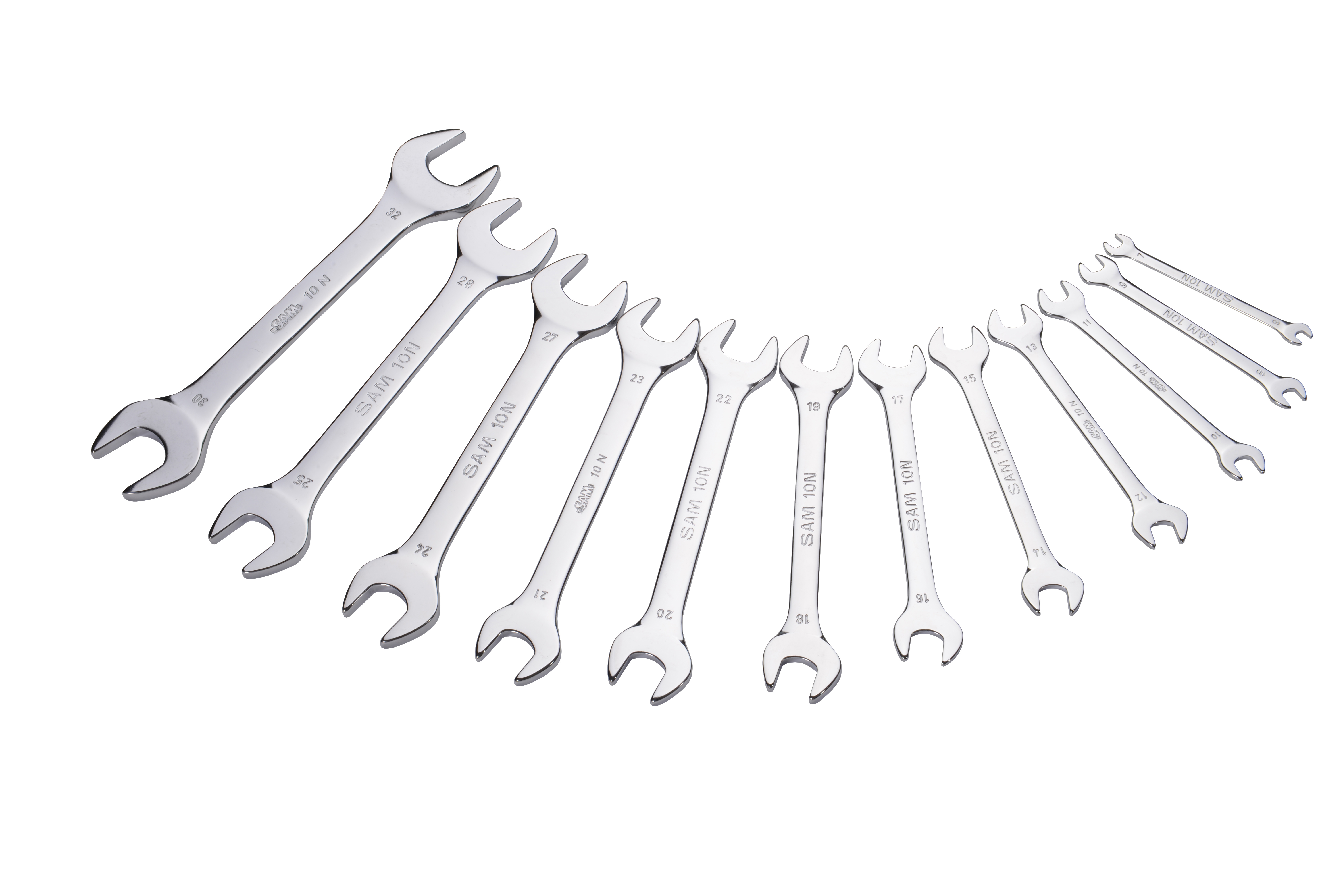 SAM 12-Piece Open End Spanner, 6 x 7 to 30 x 32 mm, Chrome Vanadium Steel