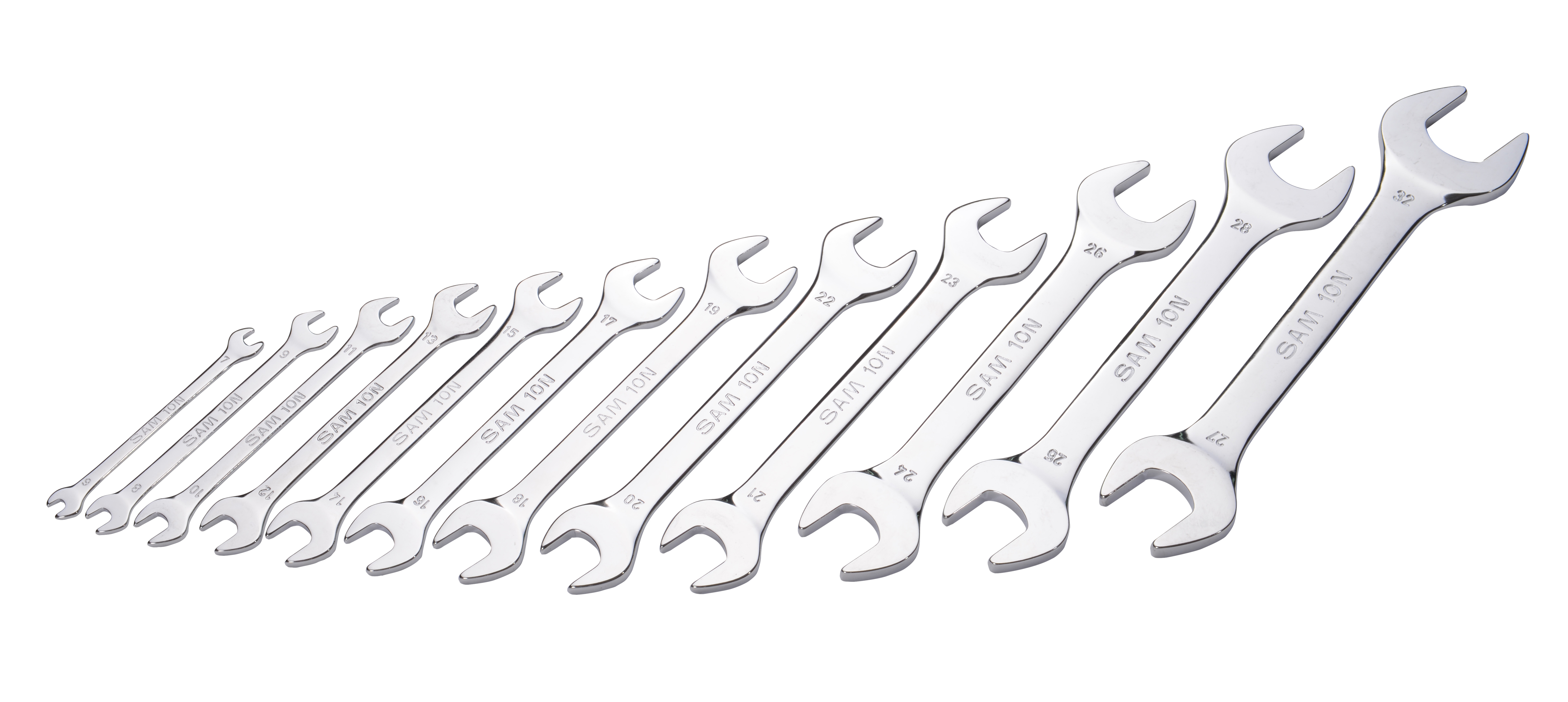 SAM 12-Piece Open End Spanner, 6 x 7 to 27 x 32 mm, Chrome Vanadium Steel