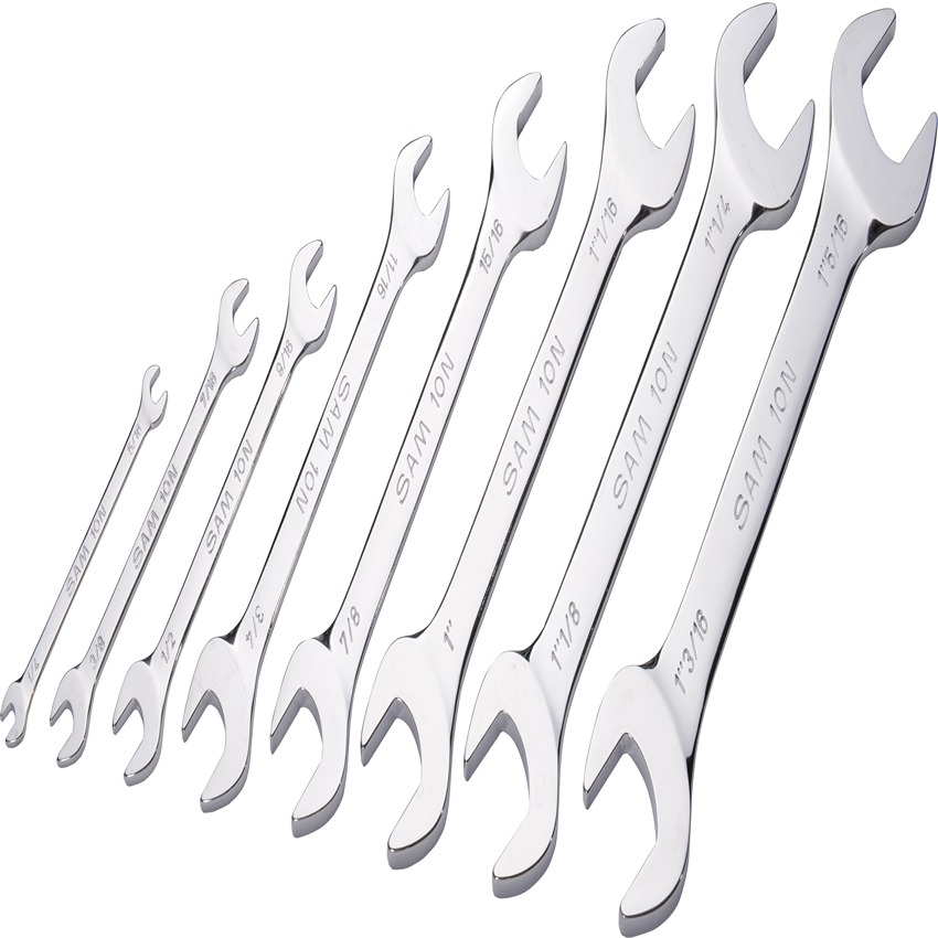 SAM 8-Piece Open End Spanner, 11/16 x 3/4 in, 1 1/8 x 1 1/4 in, 7/8 x 15/16 in, 3/8 x 7/16 in, 1/2 x 9/16 in, 1 x 1 1/16