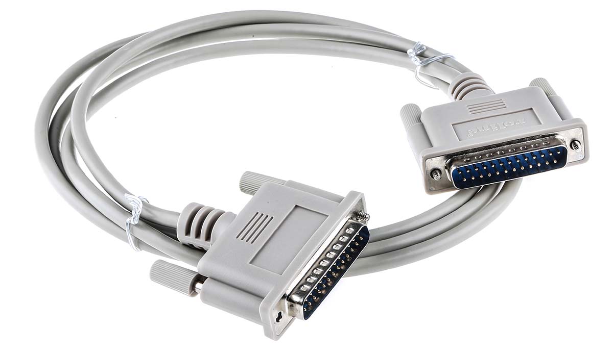 Roline Male D-Sub 25-Pin to Male DB25 Serial Cable, 1.8 m Polyvinyl Chloride, ROLINE Series